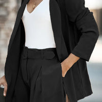 Longline Blazer and Shorts Set with Pockets