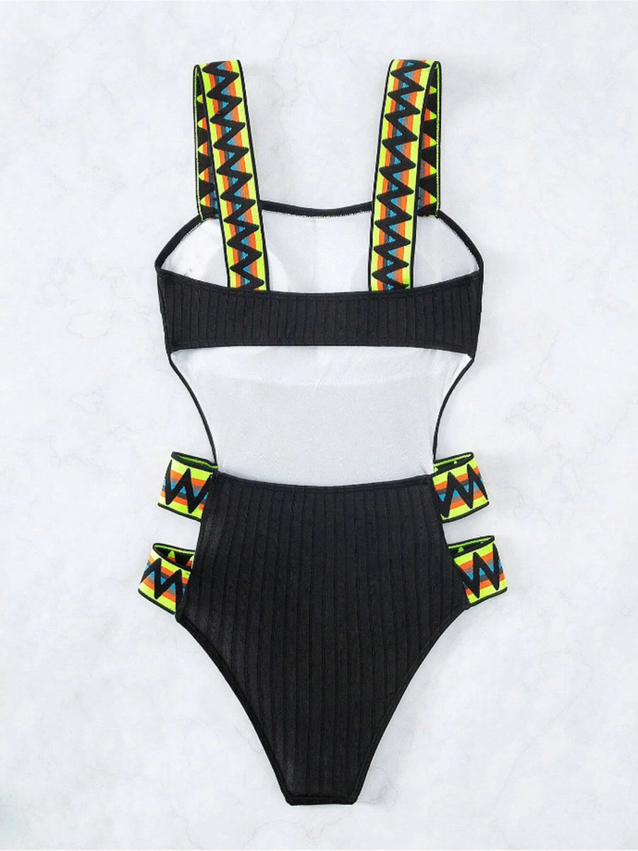 Cutout Wide Strap One-Piece Swimwear