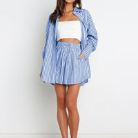 Striped Dropped Shoulder Shirt and Shorts Set