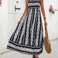 Printed Square Neck Wide Strap Cami Dress