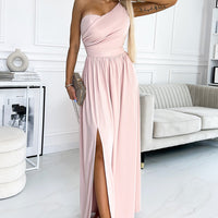 One-Shoulder Slit Maxi Dress