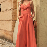 Smocked Spaghetti Strap Wide Leg Jumpsuit