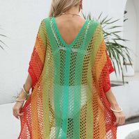 Openwork Contrast V-Neck Cover-Up