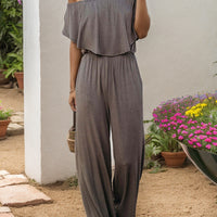 Off-Shoulder Wide Leg Jumpsuit