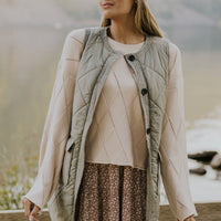 Button Up Pocketed Vest Coat