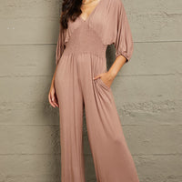 Culture Code Full Size Smocking Waist Jumpsuit