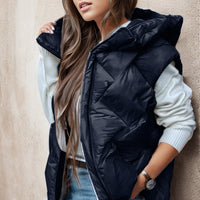 Zip Up Hooded Vest Coat