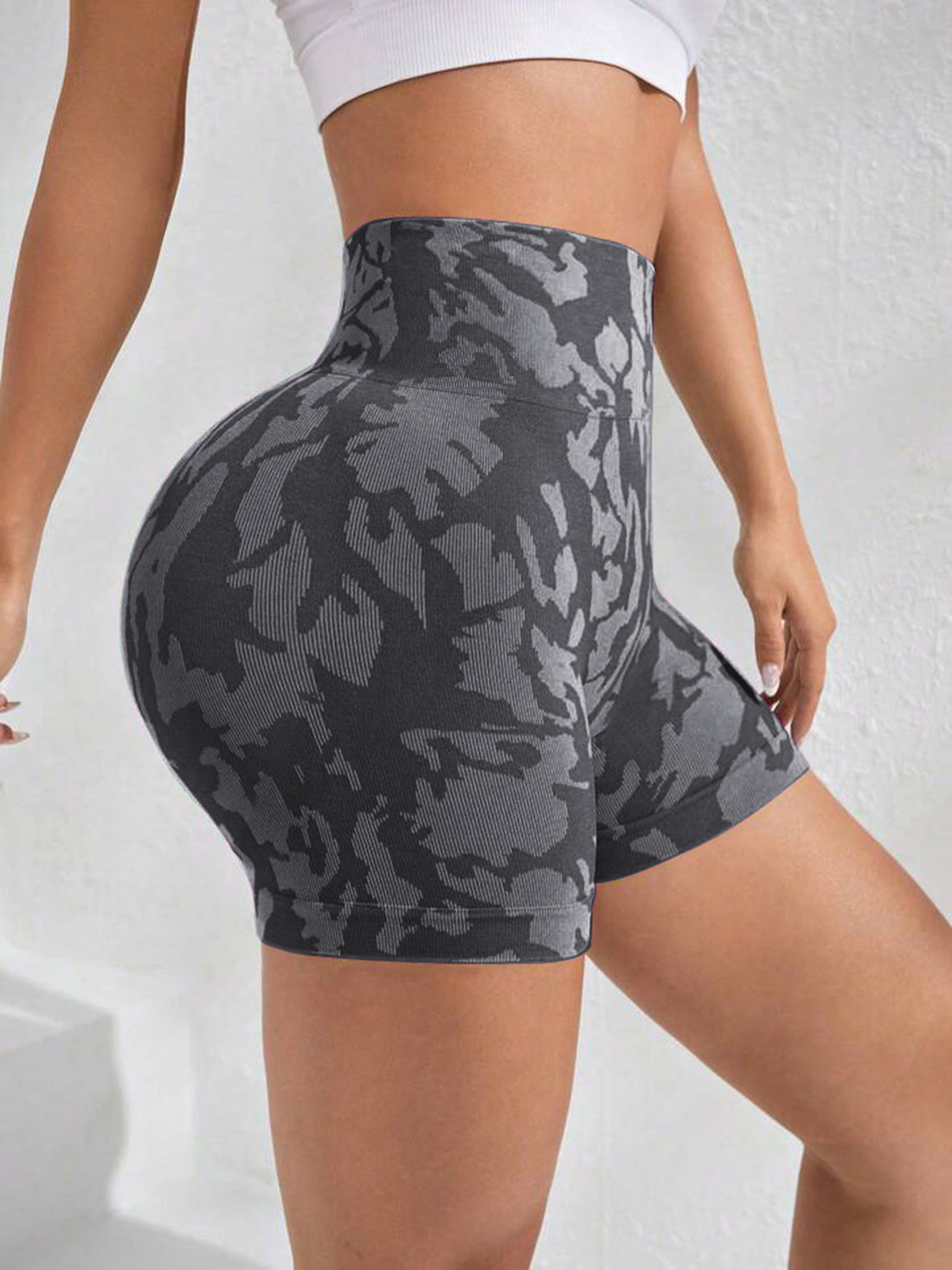 Printed High Waist Active Shorts