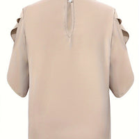 Ruched Mock Neck Half Sleeve Blouse