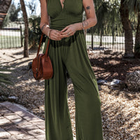 V-Neck Sleeveless Wide Leg Jumpsuit