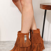 Legend Women's Tassel Wedge Heel Ankle Booties