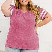 Plus Size Striped V-Neck Tee Shirt