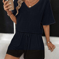 V-Neck Half Sleeve Top and Shorts Set