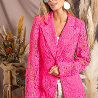 BiBi Single-Breasted Long Sleeve Lace Blazer