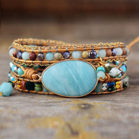 Handmade Natural Stone Beaded Triple Layer Bracelet