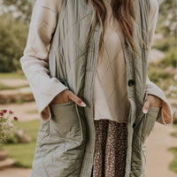 Button Up Pocketed Vest Coat