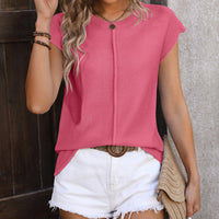 Mandy Rolled Cap Sleeve Round Neck Sweater Vest