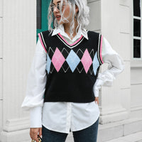 Geometric V-Neck Sweater Vest