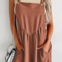 Waffle-knit Wide Leg Overall with Pockets