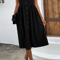 Button Front Short Sleeve Dress