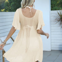 Openwork Flutter Sleeve Cover-Up Dress