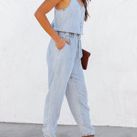 Drawstring Waist Sleeveless Jumpsuit