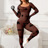 Scoop Neck Long Sleeve Active Jumpsuit