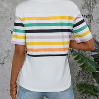 Striped Round Neck Short Sleeve T-Shirt