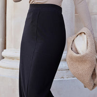 High Waist Pull-On Midi Skirt