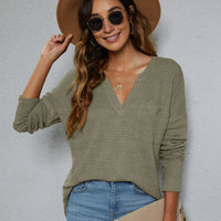 Dropped Shoulder High-Low Waffle-Knit Top