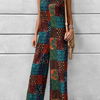 Printed Scoop Neck Spaghetti Strap Jumpsuit