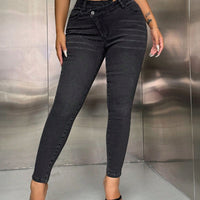 Asymmetric Waist Jeans with Pockets