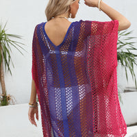 Openwork Contrast V-Neck Cover-Up