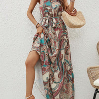 Tied Floral Sleeveless Dress