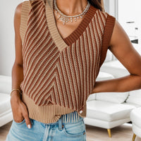 Striped V-Neck Sweater Vest