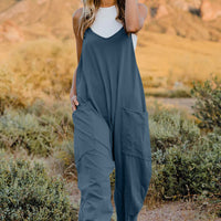 V-Neck Sleeveless Jumpsuit with Pocket