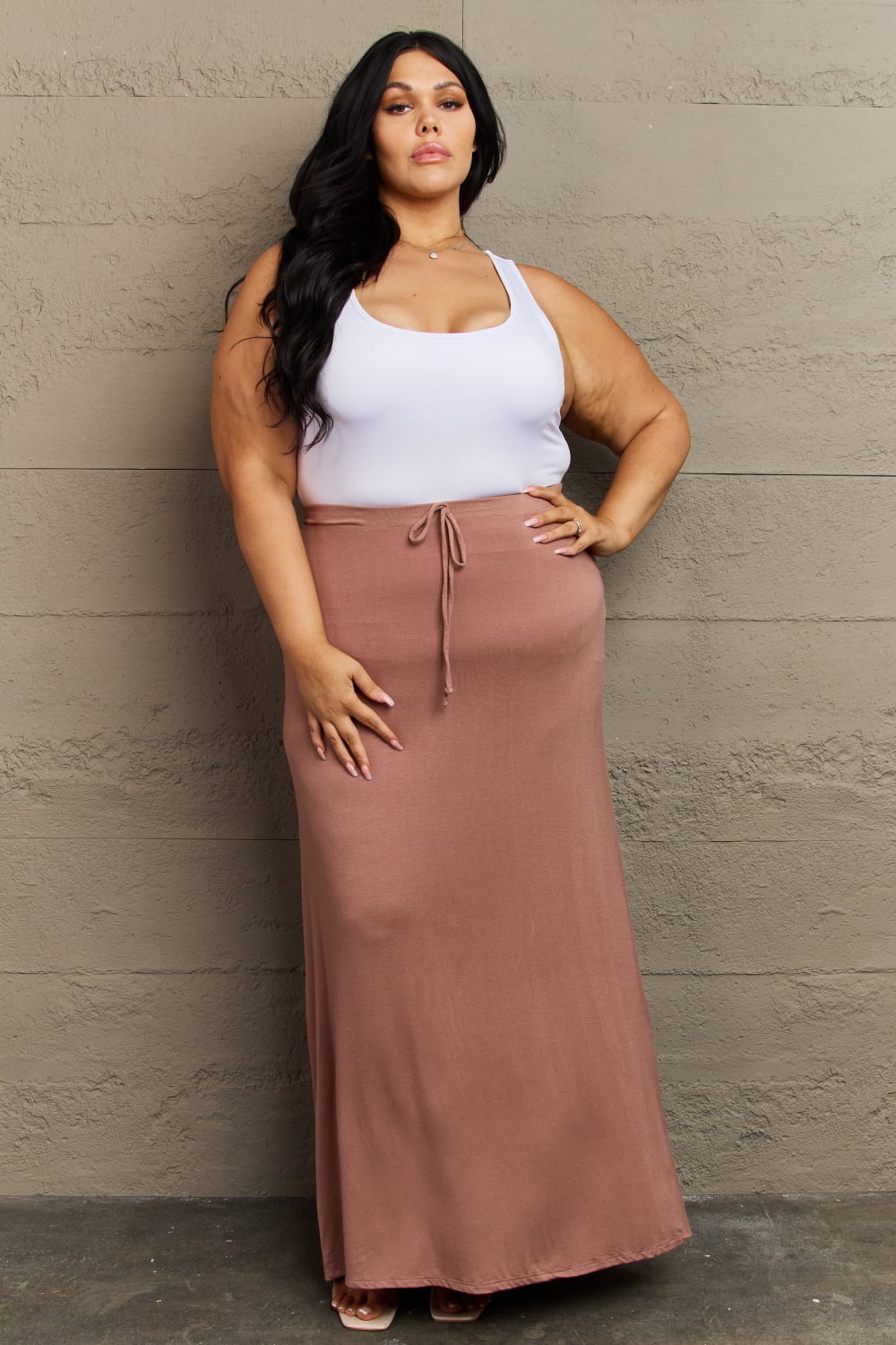 Culture Code For The Day Full Size Flare Maxi Skirt in Chocolate