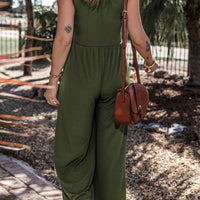 V-Neck Sleeveless Wide Leg Jumpsuit