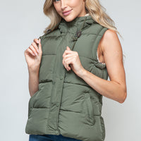 Snobbish Snap and Zip Closure Hooded Vest