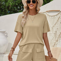 Ribbed Round Neck Top and Shorts Set