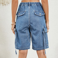 High Waist Denim Shorts with Pockets