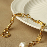 Link Chain Bracelet with Pearl