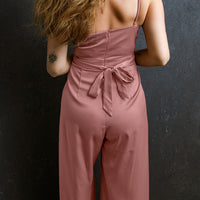 Slit Tied Surplice Wide Leg Jumpsuit