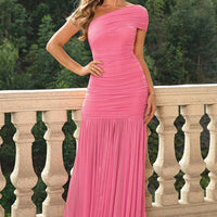 One-Shoulder Ruched Maxi Dress