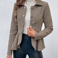 Ruffle Hem Collared Blazer