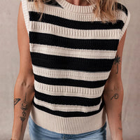 Color Block Round Neck Sweater Vest