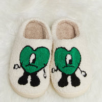 Melody Love Heart Print Plush Slippers