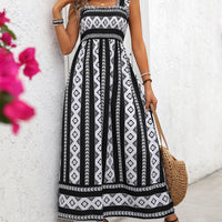 Printed Square Neck Wide Strap Cami Dress