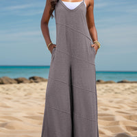 V-Neck Spaghetti Strap Wide Leg Jumpsuit