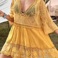 Lace Detail Plunge Cover-Up Dress